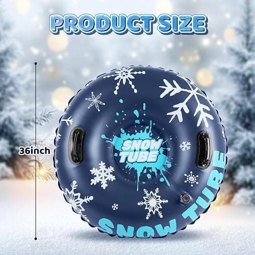 Eterfun Inflatable Snow Tubes - 2 Pack Protable Winter Snow Sledding Toy with Handles and Thick Bottom, Family Outdoor Sport Supplies Gift Kits for Boy Girl Christmas Halloween Birthday Gift thumbnail 5