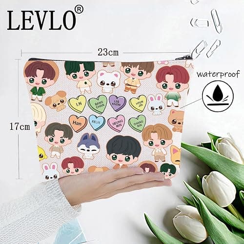 LEVLO Korean Group Stay Cosmetic Makeup Bag Korean Group Fans Gift Korean Group Cartoon Member Makeup Zipper Pouch Bag (SK Bag) thumbnail 3
