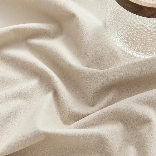 Beige Ruffle Curtains 84 Inches Long 2 Panels Suede Fabric Light Tan Farmhouse Curtains for Living Room Bedroom Rod Pocket Light Filtering Shabby Chic Window Curtains for Girls Nursery Room, 52x84 thumbnail 7