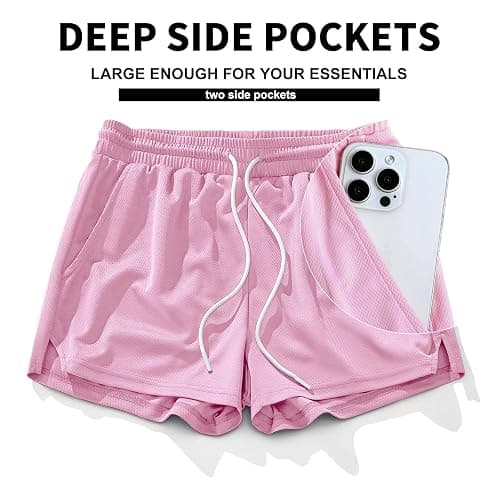 AIMPACT Men's Mesh Running Shorts 3 Inch Quick Dry Gym with Pockets | Lightweight, Breathable, Moisture-wicking, Unlined, Side Slits, Elastic Waist, Drawstring, for Training & Workout thumbnail 3