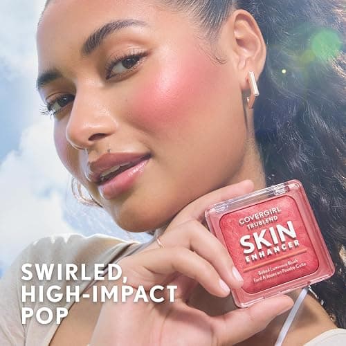 COVERGIRL TruBlend Skin Enhancer Baked Luminous Blush, with Hyaluronic Acid & White Rose Extract, Blends Seamlessly - Please Please Pink (Bright Pink with Light Swirls) thumbnail 3