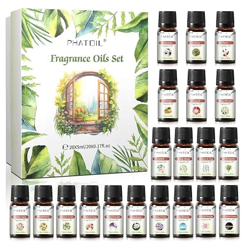 PHATOIL Coconut 20 Pcs Fragrance Oil Set, Premium Fragrance Oil, for Humidifier, DIY Candle & Soap Making Scent, Aromatherapy Diffuser Oils Set (5ML) - Image 1
