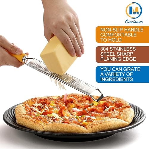 OIM Omiiomio Lemon Zester & Heavy Duty Cheese Grater & Vegetable Grater — Parmesan Cheese Lemon, Garlic, Nutmeg, Chocolate, Fruits, Vegetables, Ginger - Cheese Shredder & Stainless Steel Grater thumbnail 5