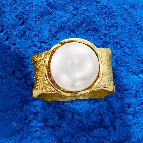Ross-Simons 12mm Cultured Button Pearl Ring in 18kt Gold Over Sterling thumbnail 4