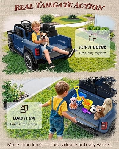 First Ride On 24V Ride On Toys for Big Kids, RAM 1500 RHO 2 Seater Ride on Car w/Remote, Battery Powered Truck w/ 4 Wheels Suspension, Toddler Car w/Bluetooth, LED Lights, Trunk & High Doors thumbnail 3