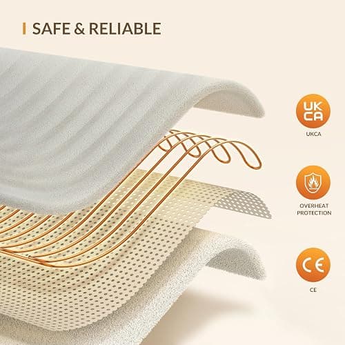 HOMLYNS Heated Blanket Throw, 160 x 130 cm, 9 Heat Levels, White | 2-10 hour timer, UKCA and CE certified, memory control, 2.2 m power cord thumbnail 4