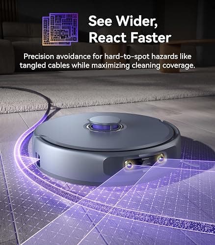 NARWAL Freo Z Ultra Robot Vacuum and Mop Combo, Dual RGB Cameras and Chips, AI Avoidance, 12000Pa Suction, Real-Time Decisions, Adaptive Hot-Water Self Wash & Self Emptying, Pet Hair, Quiet, Grey thumbnail 2