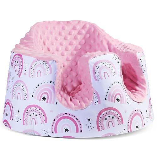 BOMOLOUR Seat Cover Compatible with Bumbo and Nuby Seat, Removable Breathable Baby Floor Seat Cover for Boys and Girls, Seat Not Included (Pink Rainbow) - Image 1