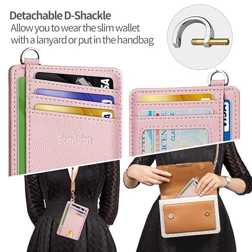 EcoVision Slim Minimalist Front Pocket Wallet, RFID Blocking Credit Card Holder Wallet with Detachable D-Shackle for Men Women thumbnail 4