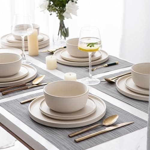 AmorArc Stoneware Dinnerware Sets for 6,Reactive Ceramic Plates and Bowls Set,Highly Chip and Crack Resistant | Dishwasher & Microwave Safe | Round Dishes Set Service for 6 (18pc) thumbnail 7