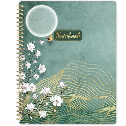 Spiral Notebook/Journal - Notebook, 8.5" x 11", Notebooks Journal for Work, 160 Pages, Journals for Women, Notebooks College Ruled Journals for Writing, with Premium Paper & Back Pocket, Moon Design - Floral - Image 1