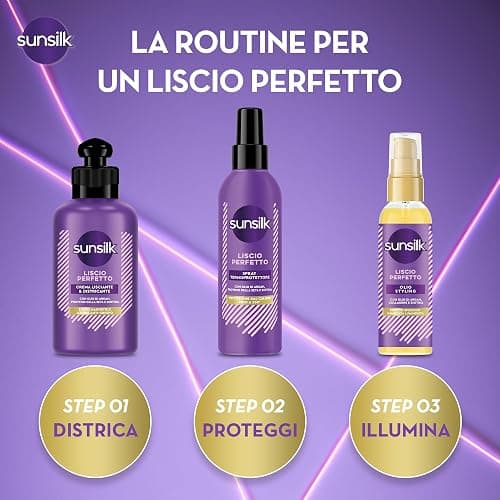 Sunsilk Spray Termoprotettore Capelli, Linea Liscio Perfetto, Senza Risciacquo, Anticrespo Capelli, Protegge dal Calore, Texture Ultra-leggera, con Olio di Argan, Proteine della Seta e Biotina, 200ml thumbnail 3