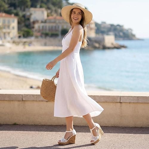 Perphy Women Lace Open Toe T-Strap Platform Wedge Heels Sandals | TPR outsole. 4.3-inch heel. Wedge heel. Party, Office, Casual, Evening, Dating. Lace open toe. T-strap platform thumbnail 3