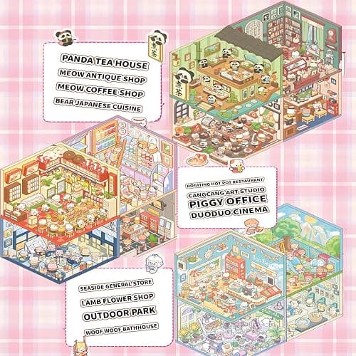 20 Sets 3D Sticker Therapy Scene Material Book,DIY 3D House Stickers Set for Adults,Rich Collection of 3D Space Stickers and Storage Spiral Notebook,Room Stickeer Book for Adults Kids thumbnail 4