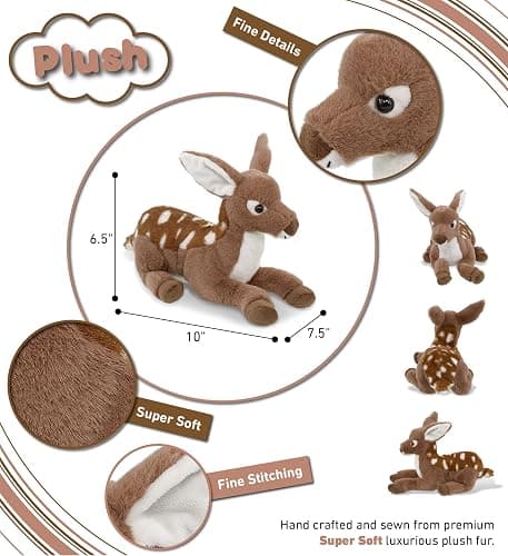 DolliBu Fawn Deer Super Soft Stuffed Animal, Cute Realistic Deer Stuffed Animals for Girls, Boys, Adults Animal Gifts, Kids Nursery Decor for Newborn, Cuddly Soft Baby Plush Toys - 10 Inches thumbnail 3