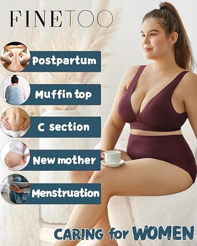 FINETOO Tummy Control Underwear for Women High Waisted Nylon Brief No Show Womens Bikini Seamless Panties 4pack S-XXXL - Large - Set2-4pack thumbnail 5