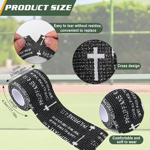 24 Pcs Christian Cross Athletic Tape 2 Inx15 Ft Cross Wrist Tape Baseball Wrist Tape Elastic Self Adhesive Bandage Wrap Bible Verse Sport Tape for Trainers Gymnastic Baseball Soccer Athlete Injury Use thumbnail 2