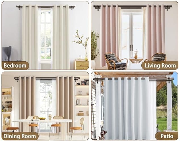 KAMANINA 1" Double Curtain Rods 66-120 Inch, Heavy Duty Dual Rods, Bronze | Adjustable Curtain Rods for Windows, Long Drapery Rods, Easy to Install, No Sagging, with End Caps, for Bedroom, Living Room thumbnail 5