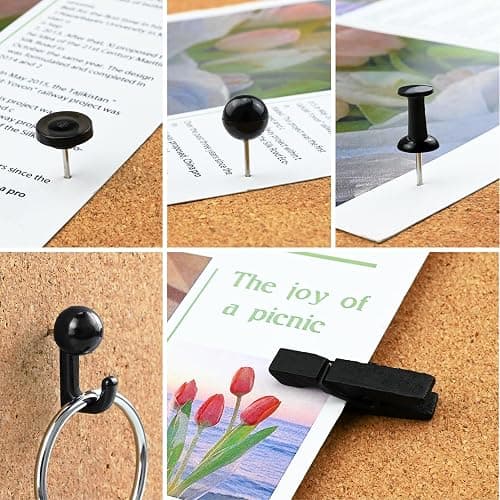 260 Pcs Push Pins Set 5 Styles Black Thumb Tacks Cute Push Pins for Bulletin Board, Cork Board thumbnail 4