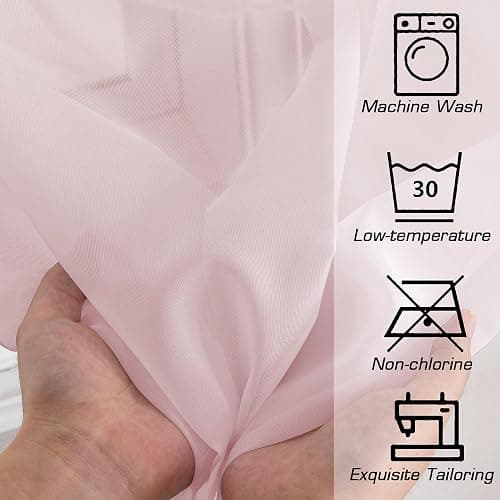 OWEINE Sheer Curtains 84 Inches Long 2 Panels Set, Rod Pocket Fimly Voile Solid Blush Window Curtain Panels for Living Room Bedroom, Soft Voile Sheer Curtains & Drapes, Total 84 Inches Width thumbnail 6