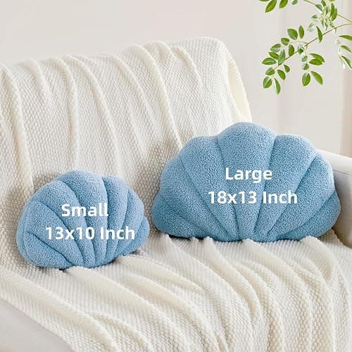 CANGHI Shell Pillow Seashell Decorative, Blue, 13x10 Inch | Beachy Coastal Shell Shaped, Soft Ocean Beach Sea Shell Plush, For Bed Couch Living Room Decor thumbnail 3