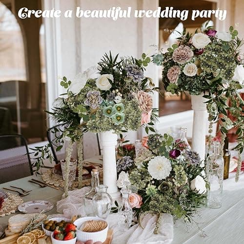 YZXZM Artificial Flowers Combo Box, Fake Silk Foam Flower Mix with Wire Stem, DIY Wedding Bridal Bouquet Shower Party Home Décor (30-40 Pieces) (Dusty Green) thumbnail 3