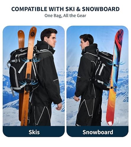 Expandable Ski Boot Bag – 55L to 70L Waterproof Ski & Snowboard Boot Backpack with Helmet Compartment – Fits Boots, Goggles, Gloves & Gear – Travel-Ready for Men & Women thumbnail 5