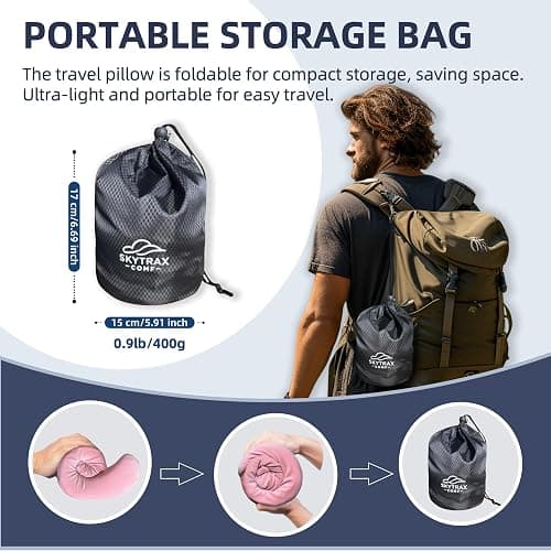 Travel Pillow with Extra Large Hood for Airplane Long Flights Privacy and Comfort Memory Foam with Velvet Cover for Road Trip Head&Neck Support for Plane Office Cars Sleeping & Rest (Pink) thumbnail 8