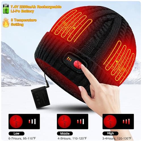 Svpro Battery Heated Beanie Hat - Rechargeable Warm Winter Cap thumbnail 3