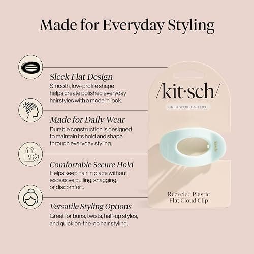 Kitsch Small Flat Claw Clip for Women - Sage Leaf, 1pc | Durable & Strong Hold Flat Hair Clips For Styling, Half Updo | Non-Slip for Secure, Comfortable Wear, For All Hair Types thumbnail 4