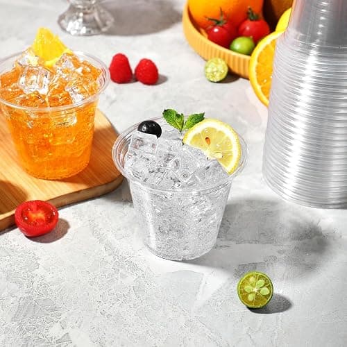 BYSNOW 250 Pack 9 oz Clear Plastic Cups, Disposable Cups for Party, Sturdy & Food Safe Plastic Wine Cups for Cocktail, Juice, Punch (9oz 250pack) thumbnail 2