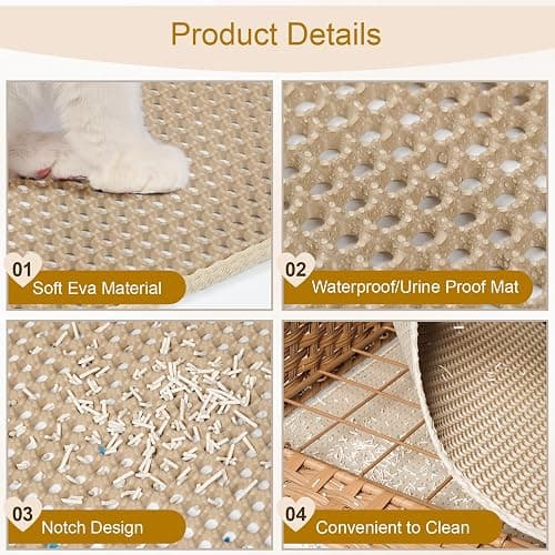 Snughome Cat Litter Box Enclosure Furniture Hidden with Litter Mat, Hidden Washroom Furniture with Door, Handwoven Rattan Cat Washroom Box, Indoor Pet House for Living Room, Bedroom(Natural) thumbnail 7