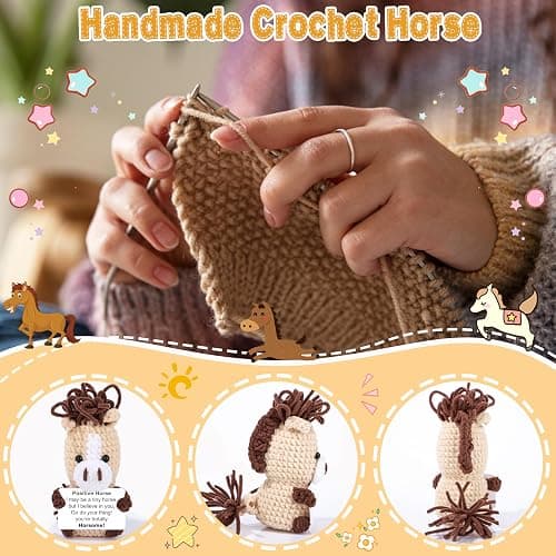JoycuFF Mini Horse Graduation Gifts, Crochet Animal Positive Emotional Support Gift, 2026 Graduation Gifts, Birthday Gifts Women Daughter Friend Crochet Horse thumbnail 4
