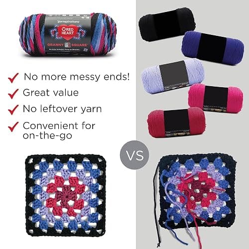 Red Heart All in One Granny Square Black- Cyber Leaf Yarn - 3 Pack of 250g/8.8oz - 100% Acrylic - #4 Worsted (Medium) - 381m/417Yards - for Knitting, Crochet and Amigurumi thumbnail 5