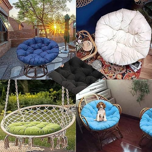 Large Round Papasan Chair Cushion, Thick Outdoor Rocking Chair Cushion, Rattan Hanging Basket Cushion, Egg Nest Replacement Pad (Color : Black, Size : 70 * 70cm) thumbnail 7