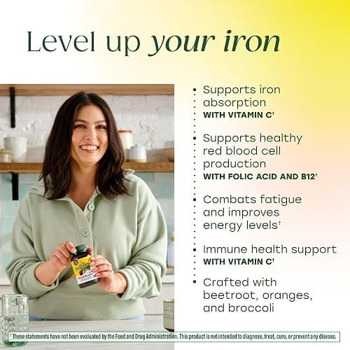 MegaFood Blood Builder Iron Supplement, Energy Support, Vegan, 60 Tablets | Increase Iron Levels Without Side Effects, Improves Energy Levels, B12, Folic Acid and Vitamin C for Absorption, 60 Servings thumbnail 3