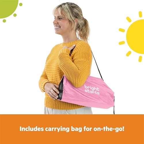 Bright Starts Pop 'N Sit Portable Booster, Indoor/Outdoor Use, Floor Seat with Feeding Tray, Pink, 6 Mos - 3 Yrs thumbnail 19