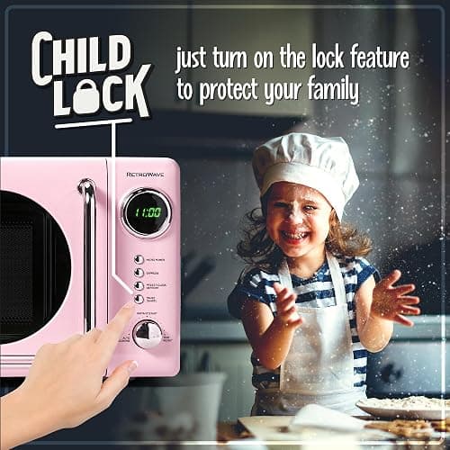 Nostalgia Countertop Microwave Oven with Easy Clean Interior - Retro Microwave with LED Display & Child Lock- Compact 0.7 Cu. Ft. Oven With 12 Pre-Programmed Settings for Quick Cooking- 700-Watts-Pink thumbnail 5