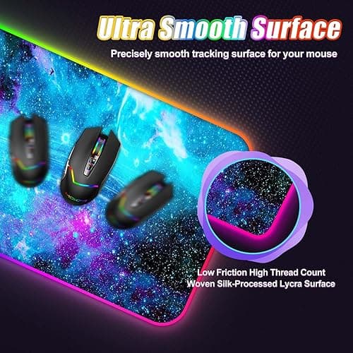 ToLuLu Wireless Charging RGB Gaming Mouse Pad, 15W LED Mouse Mat with 30W Charger, 14 Light Modes Large Mousepad with Wrist Support, Non-Slip Rubber Base Desk Mat Computer Keyboard Pad, Galaxy Nebula thumbnail 7