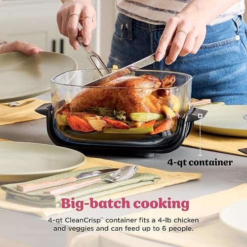 Ninja Crispi 4-in-1 Glass Air Fryer | 450°F | Non-Toxic | 4QT & 6-Cup Glass Containers w/Lids | Microwave, Freezer, Dishwasher Safe | Max Crisp, Air Fry, Bake, Recrisp | Cherry Crush | FN101DR thumbnail 7