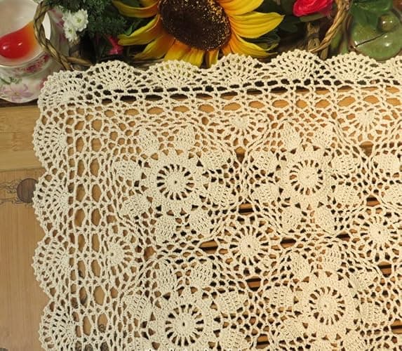 Laivigo Handmade Crochet Lace Table Cloth Doilies Doily,Rectangle,20 x 28 Inch,Beige thumbnail 2