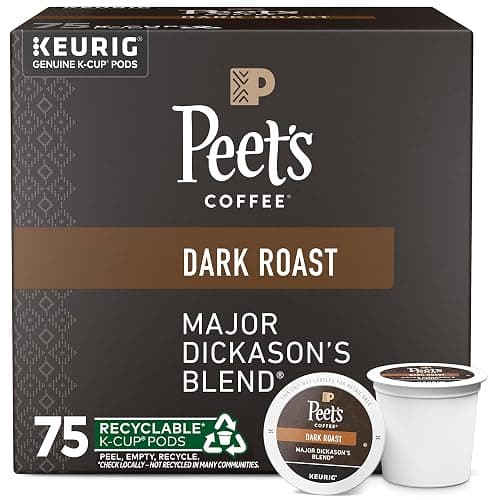 Peet's Coffee, Dark Roast Keurig K-Cup Pods - Major Dickason's Blend 75 Count (1 Box of 75 Pods) - Image 1