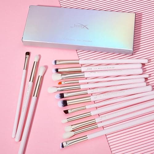 Jessup Eyeshadow Brushes 15pcs, Natural Eye Brush Set for Eyeshadow Blending Concealer Eyebrow Eyeliner, Blushing Bride T294 thumbnail 6