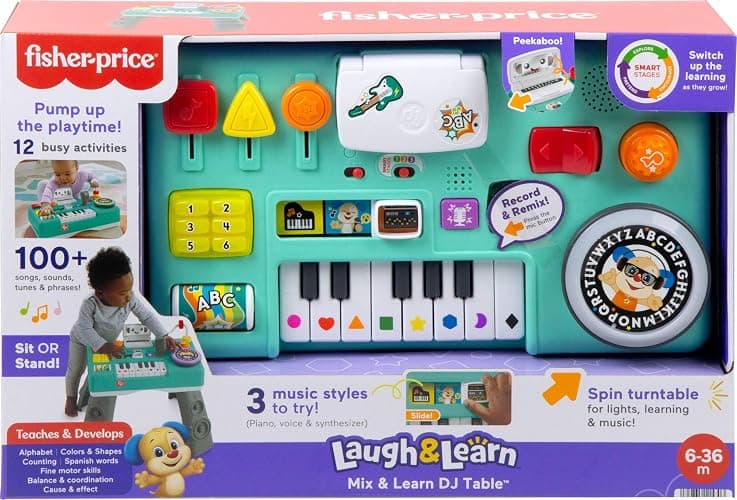 Fisher-Price Baby & Toddler Toy Laugh & Learn DJ Table with Educational Musical Activities for Developmental Play Infants Ages 6+ Months thumbnail 6