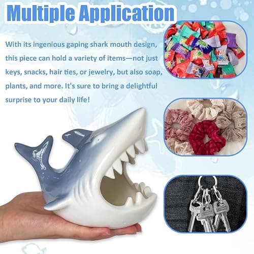 Shark Shaped Ceramic Bowl, Cute Ocean-Themed Storage Container, Versatile Organizer for Jewelry, Candy, Snacks thumbnail 3