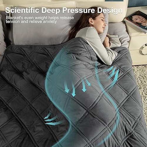 Winthome Weighted Blanket Adult, Heavy Blanket Designed for Insomnia, Anxiety and Stress Relief with Premium Glass Beads, Weighted Blanket Double QUEEN Size (Grey, 150x200cm 6kg) thumbnail 4