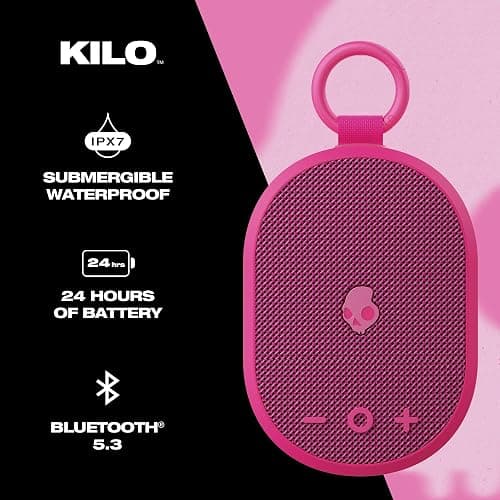 Skullcandy Kilo Wireless Bluetooth Speaker - IPX7 Waterproof Mini Bluetooth Speaker with 24 Hour Battery, Downward Firing Passive Radiator, and True Wireless Pairing - Perfect for Outdoor (Pink) thumbnail 2