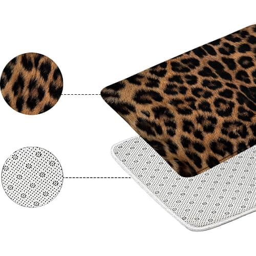 DSMEUE Leopard Print Bath Mat Brown Black Cheetah Animal Wildlife Vintage Bathroom Kitchen Toilet Rugs,18x30 Inch(Low Pile) thumbnail 8