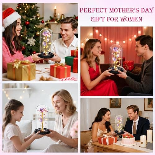 Childom Mothers Day Mom Gifts for Mom,Birthday Gifts for Women Moms Grandma,Flowers for Delivery Prime,Colorful Light Up Rose in A Glass Dome,Anniversary Valentines Roses Gift for Her Wife Daughter thumbnail 6