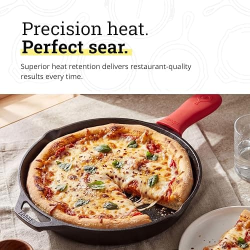 Lodge Seasoned Cast Iron Skillet - Quality Frying Pan for the Stove, Oven, Grill & Campfire - Includes Silicone Hot Handle Holder - Non-Toxic, Nonstick & Long-Lasting - 12 Inches thumbnail 5